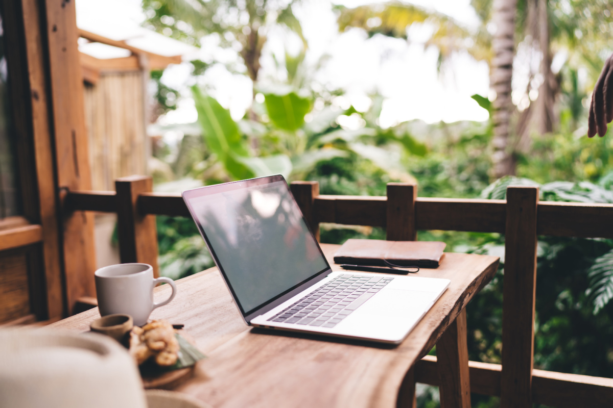 Laptop On Table At Joglo Villa Digital nomad Ubud Bali.jpg