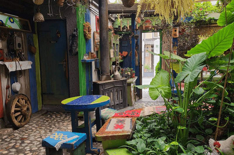 a jungle of plants in Avlija restaurant in Sarajevo