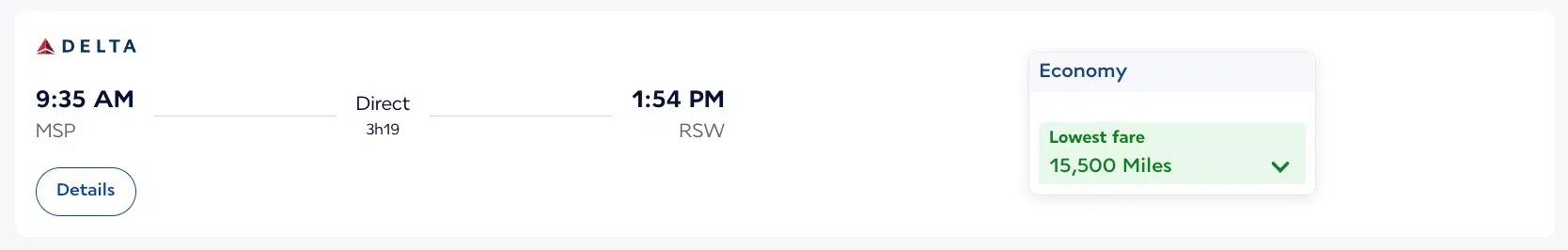 MSP-RSW Delta economy flying blue miles