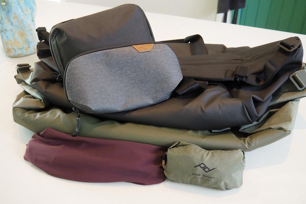 Peak Design travel gear: sleek duffel bag, tech pouch, packing cubes, and organizers