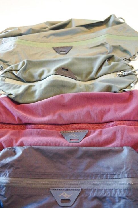 Peak Design packing cubes in different colors for organized travel packing