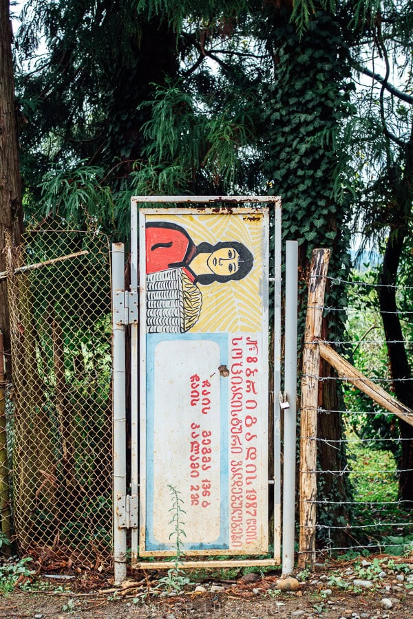 An old sign for a Soviet era tea plantation in Guria, Georgia.