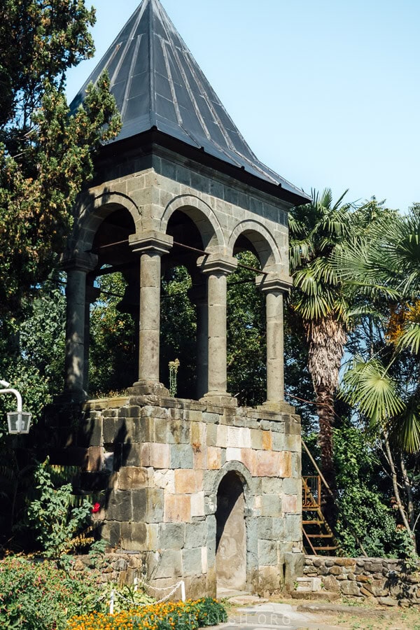 A unique belltower at Shemokmedi Church in Georgia.