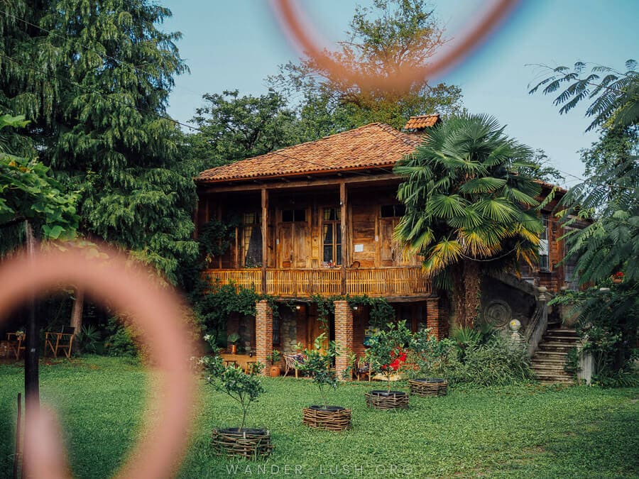 A traditional wooden house in Guria, Georgia.