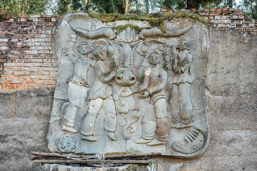 A Soviet bas-relief sculpture on the wall of a kindergarten in Guria, Georgia.