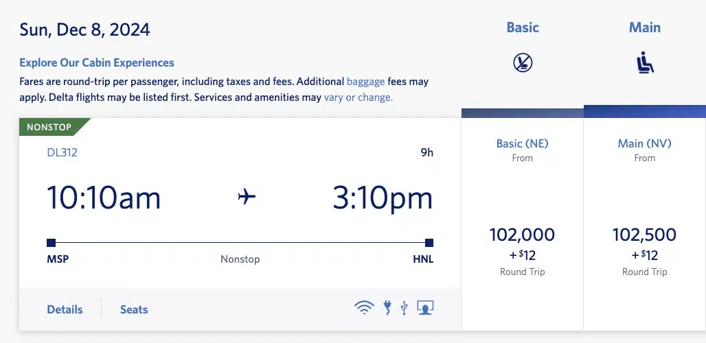 Delta SkyMiles MSP-HNL RT