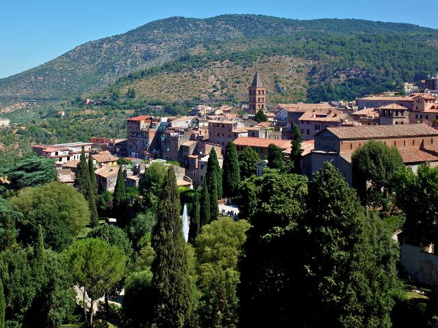 view of tivoli from villa d'este gardens