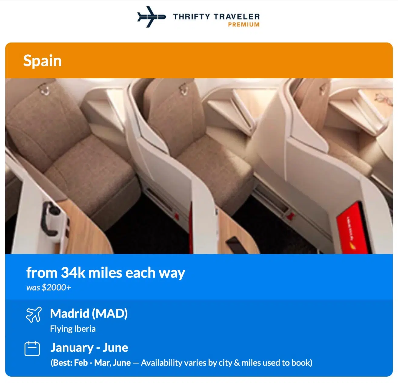 Iberia Biz Class Premium Alert