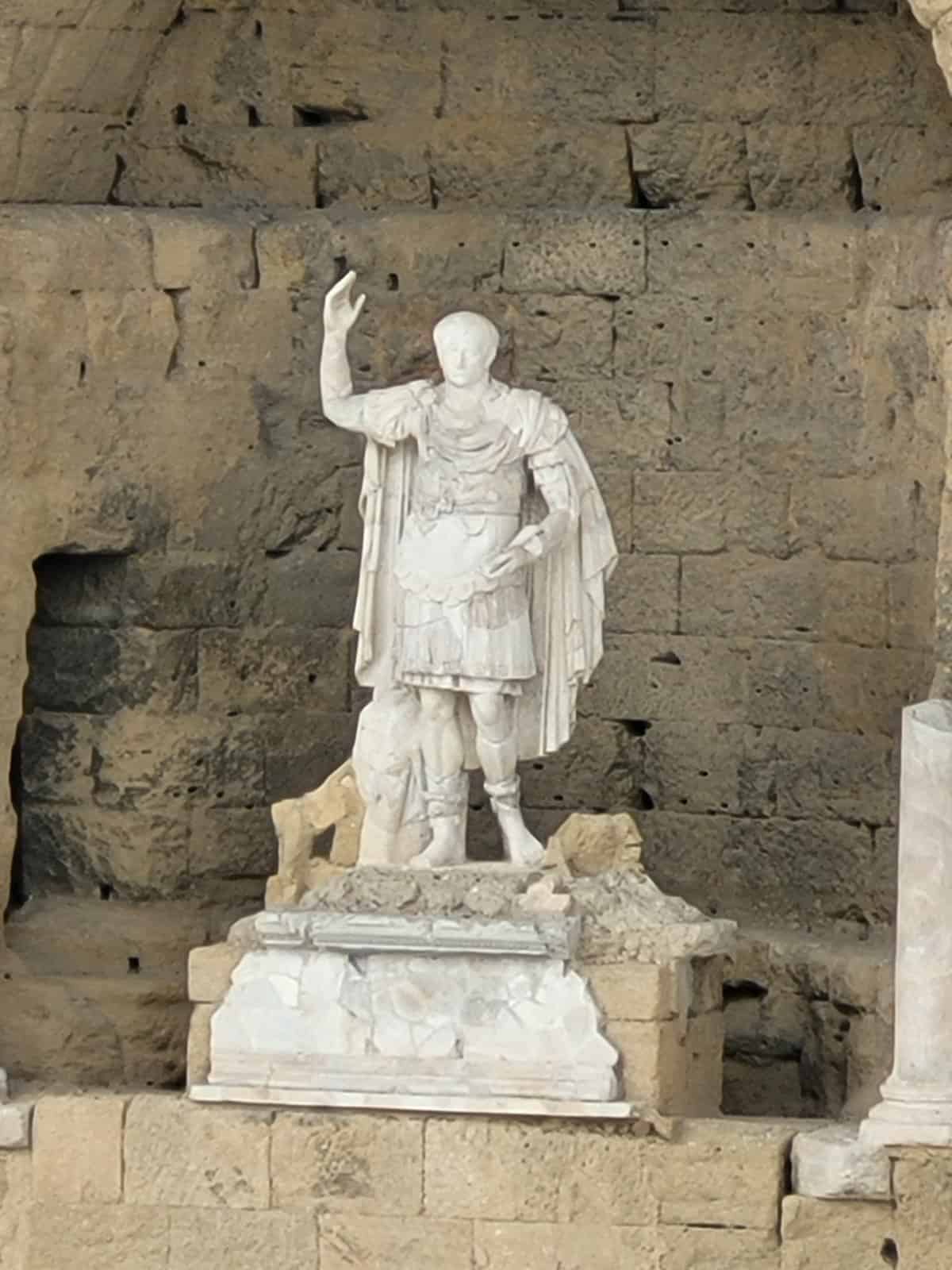 Statue of Emperor Augustus at the Orange Roman Theatre in France