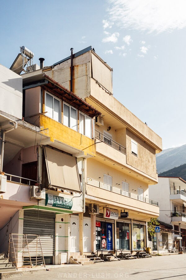 Apartment buildings in Permet, Albania.