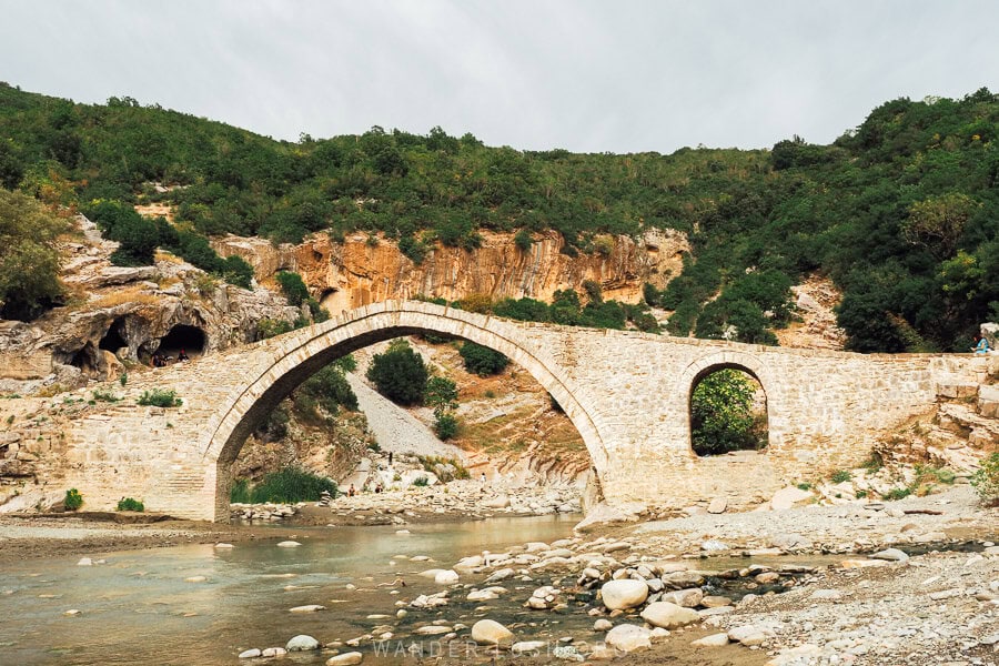 Ura e Kadiut, an arched stone bridge in a canyon near Permet.