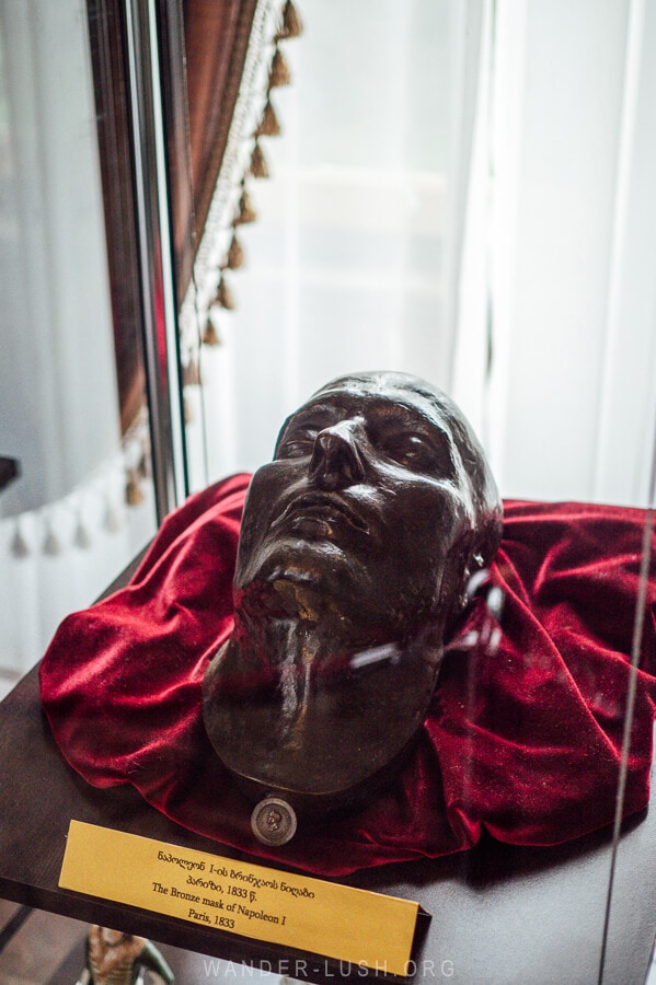 Bronze death mask of Napoleon Bonaparte at the museum in Zugdidi Georgia.