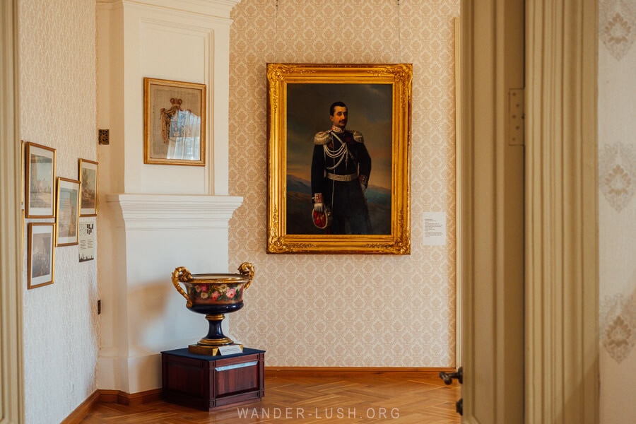 A portrait hanging inside a museum in Zugdidi, Georgia.