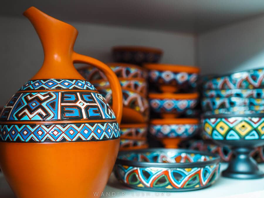 Traditional Georgian ceramics at ORKOL studio in Zugdidi.