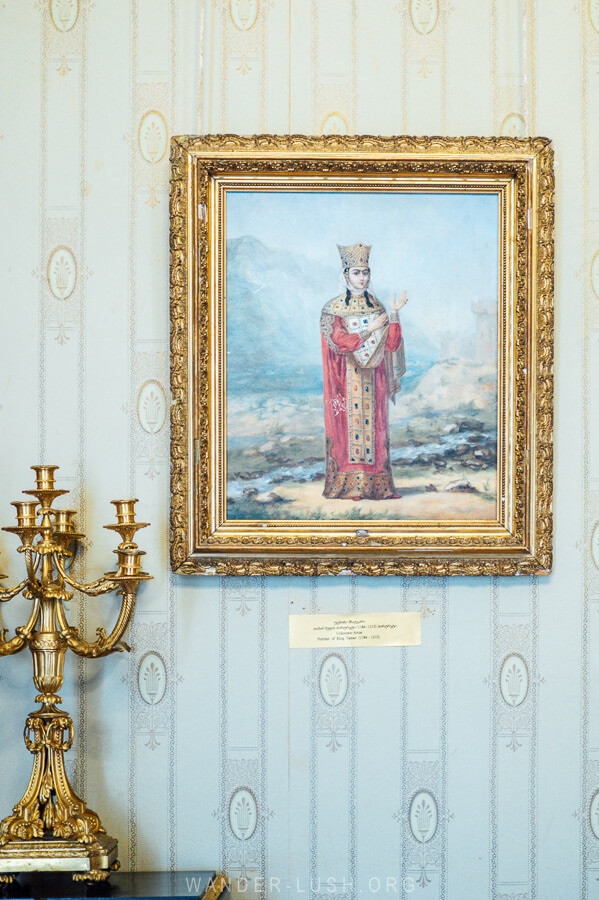 A portrait of Queen Tamar inside the Dadiani Palace Museum in Zugdidi, Georgia.