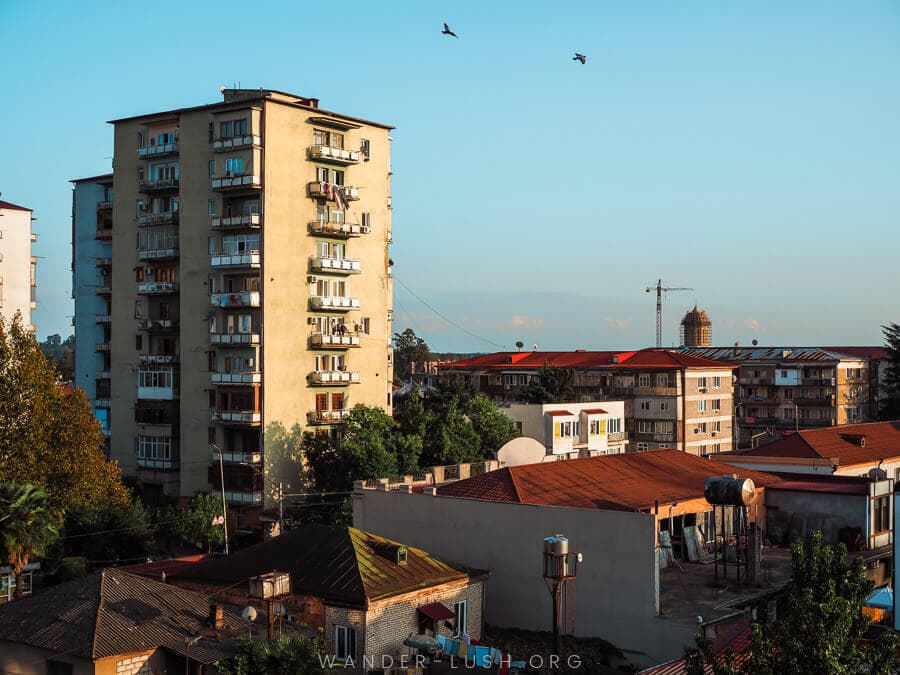 An aerial view of Zugdidi city.