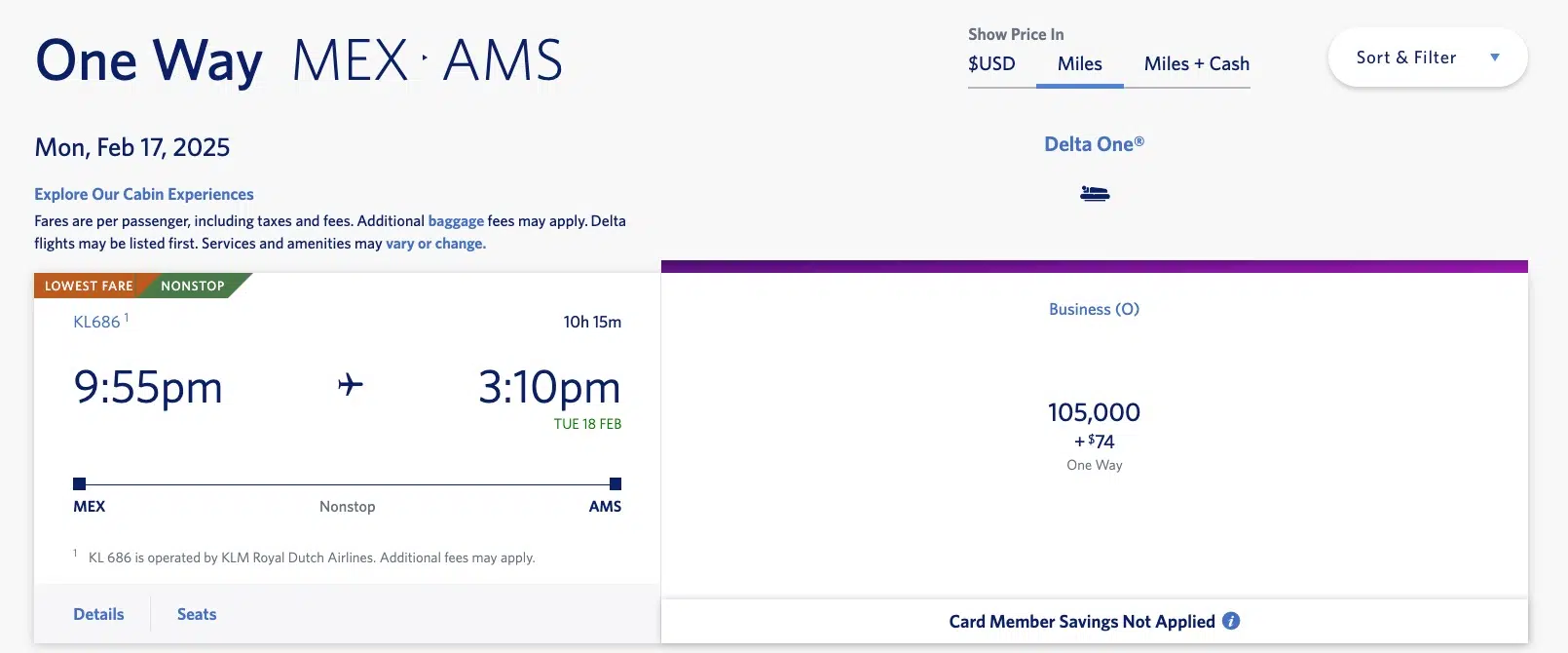 klm redemption skymiles