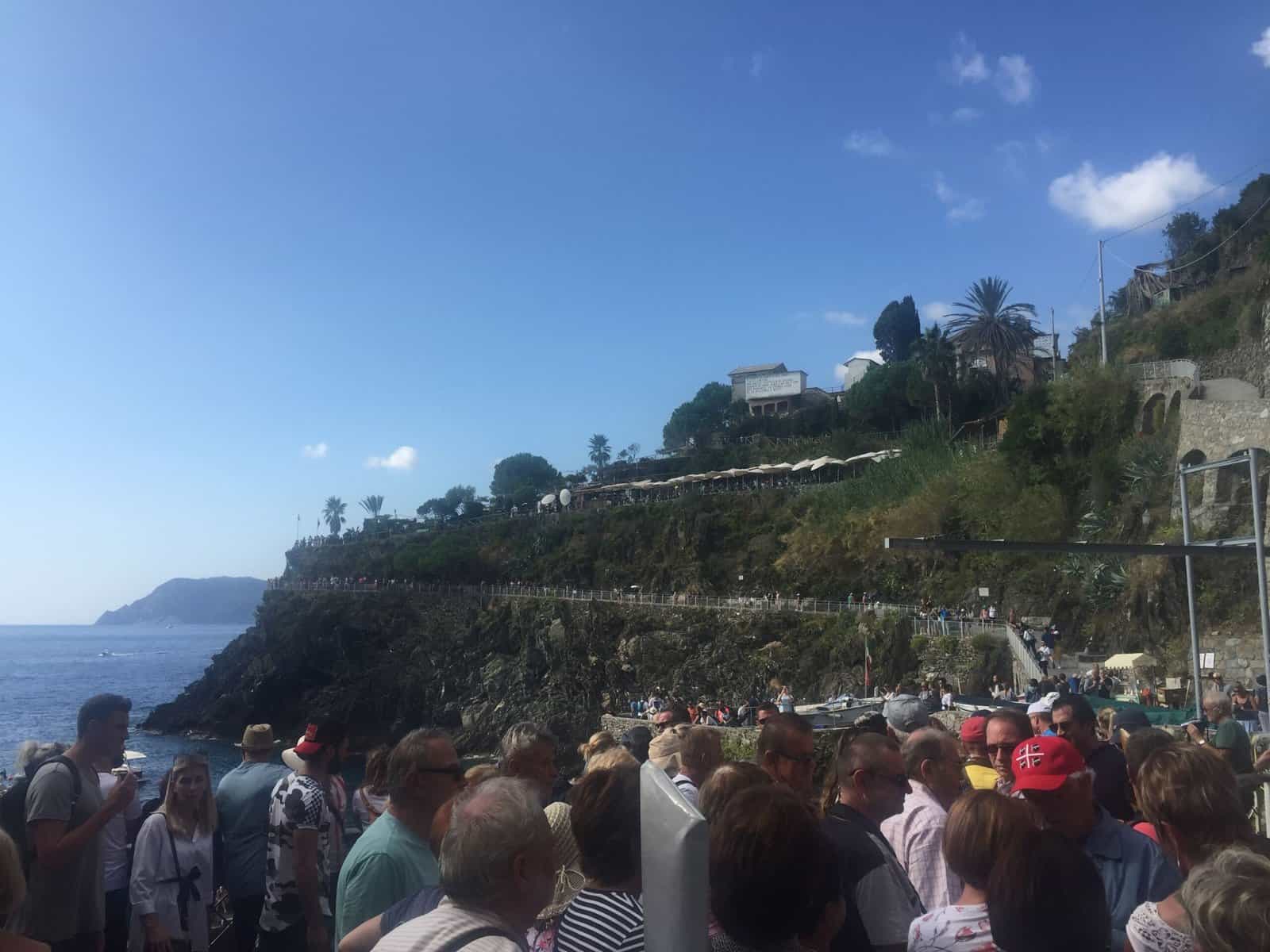 Crowds on our trip to Manarola, Italy