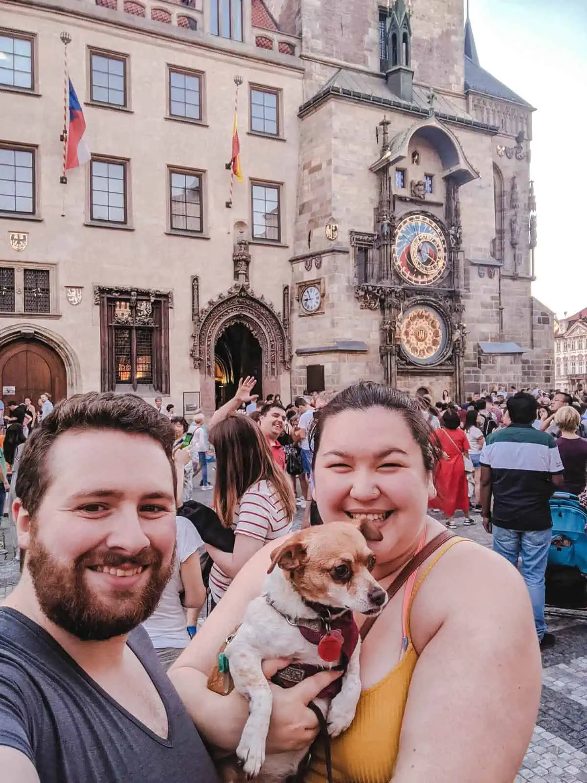 Prague Astronomical Clock with Colin and Ellie