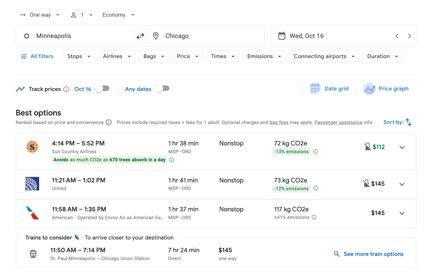 google flights train