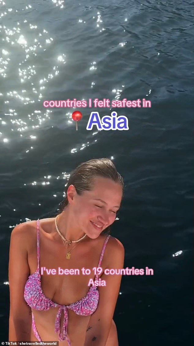 Posting to TikTok about her experiences on the continent while voyaging alone, Courtney, under the handle @shetravelledtheworld, shared her list on the social media platform - after visiting 19 countries across Asia