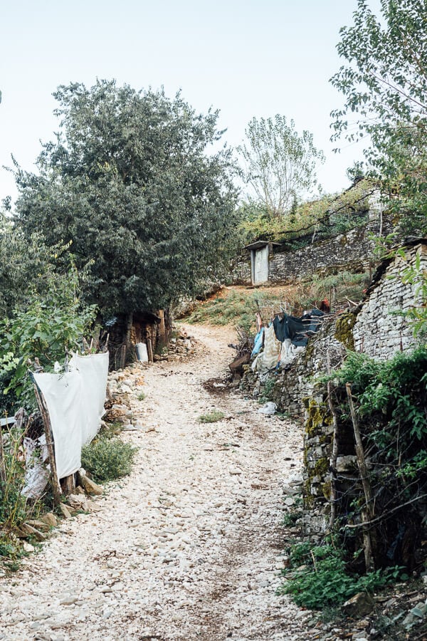 A stoney path through the village of Leus in Albania.