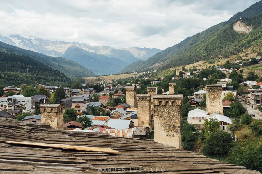 View of Mestia from the top of a Svan tower.