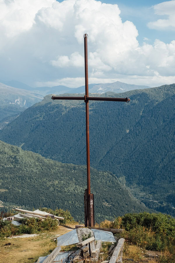 The Cross Over Mestia, a viewpoint marked by a metal cross.