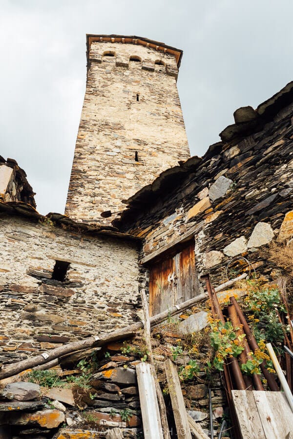 Old defensive towers in Murkmeli, Svaneti.