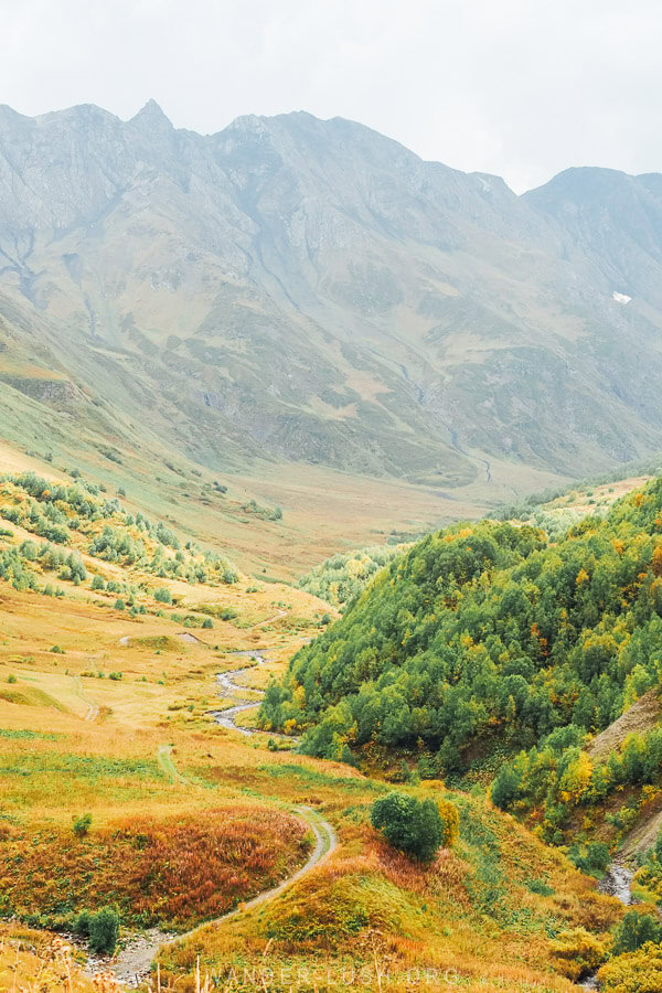 Autumn colours on the Ushguli-Kutaisi Road in Svaneti, Georgia.