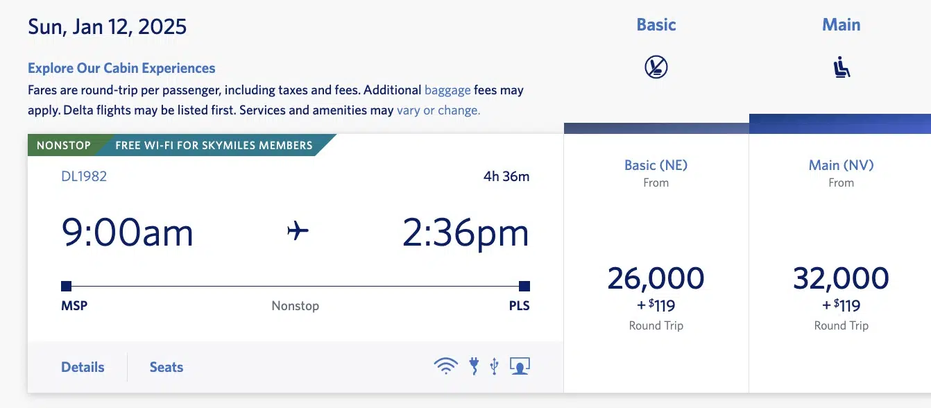 MSP-PLS Delta SkyMiles