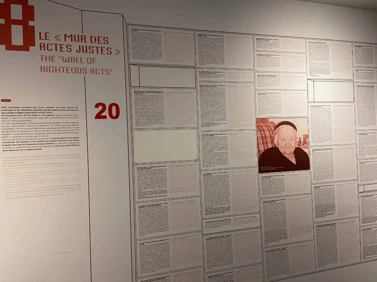 The Wall of Righteous Acts, seen in the Reflection section of the Camp des Milles Memorial