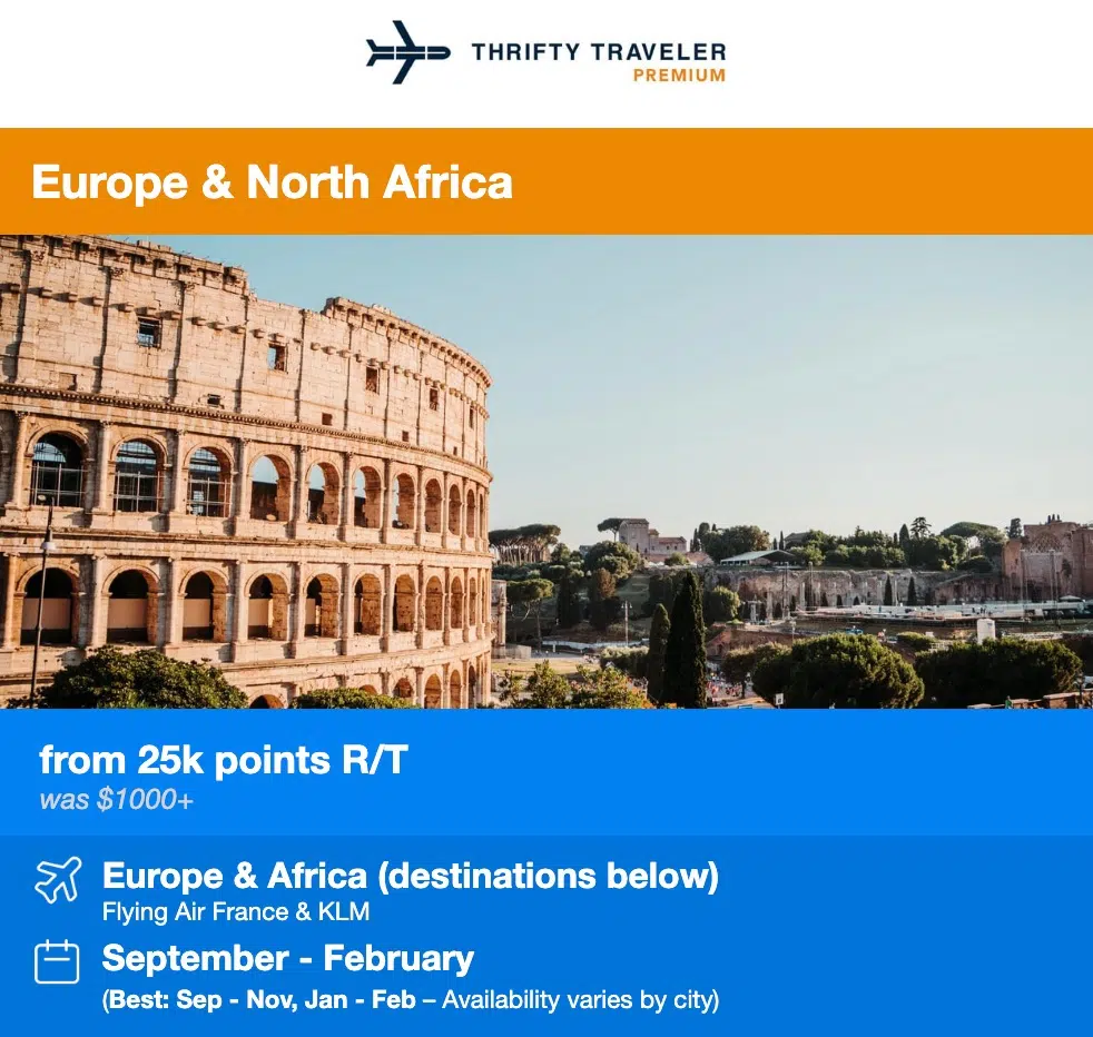 Flying Blue Europe Thirfty Traveler Premium deal