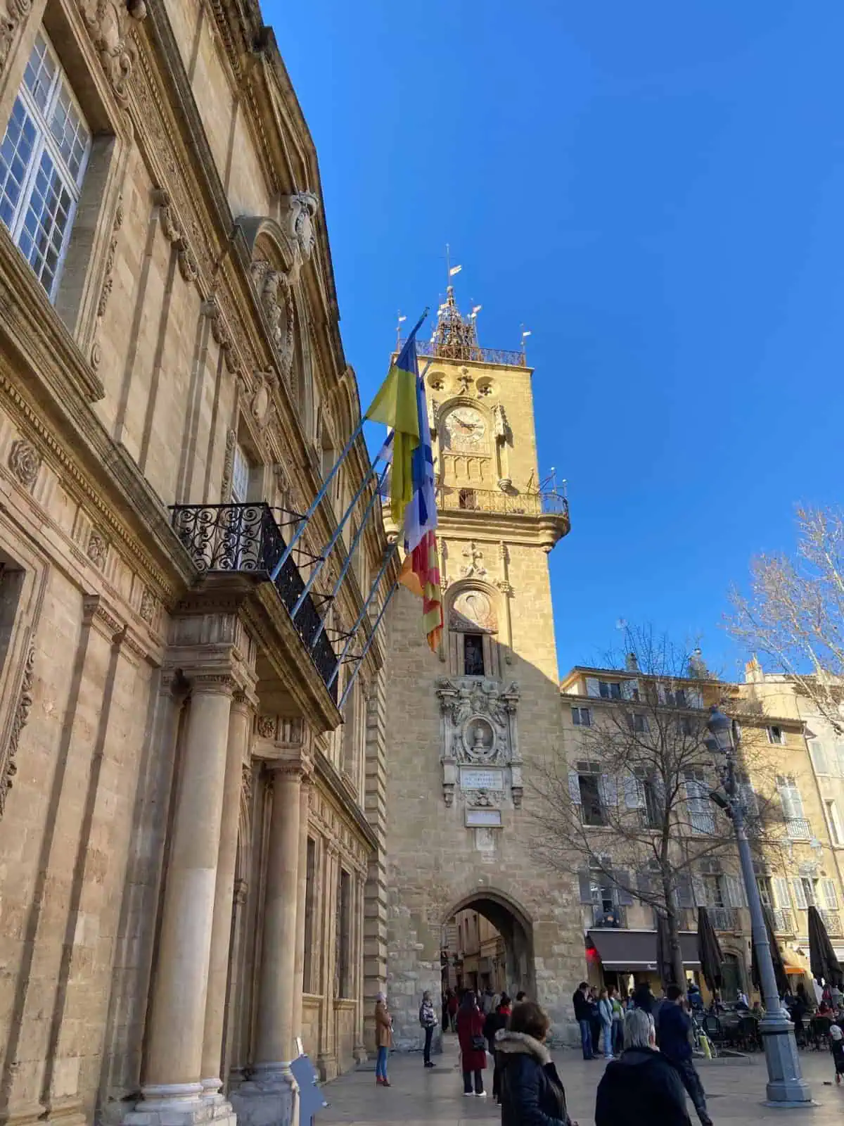 Clock tower in the old town of Aix-en-Provence, France