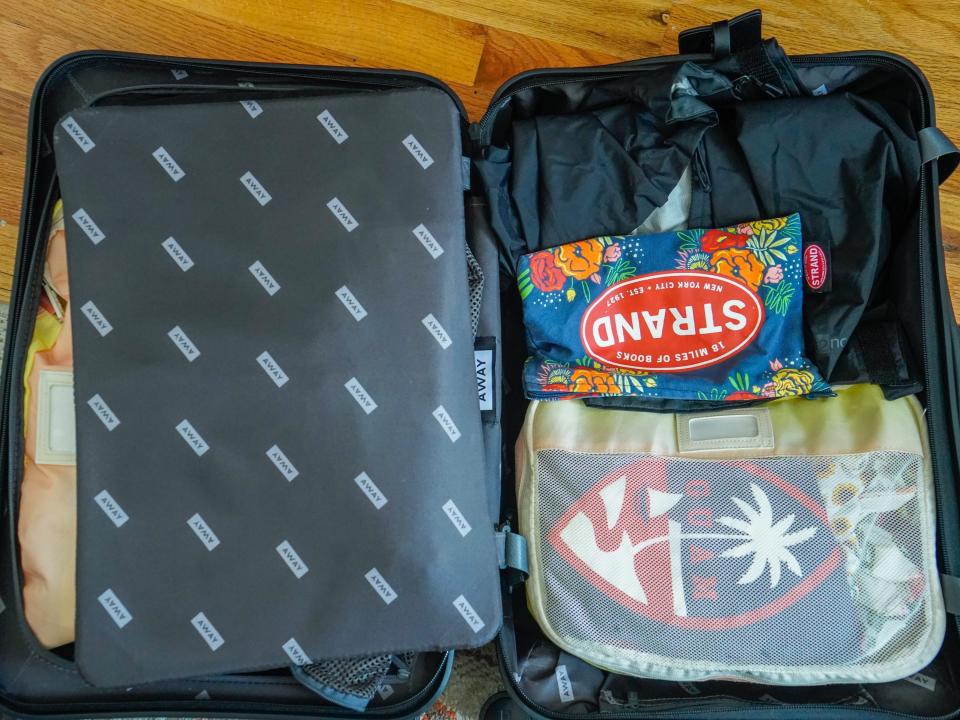 Inside the author's packed suitcase for a cruise