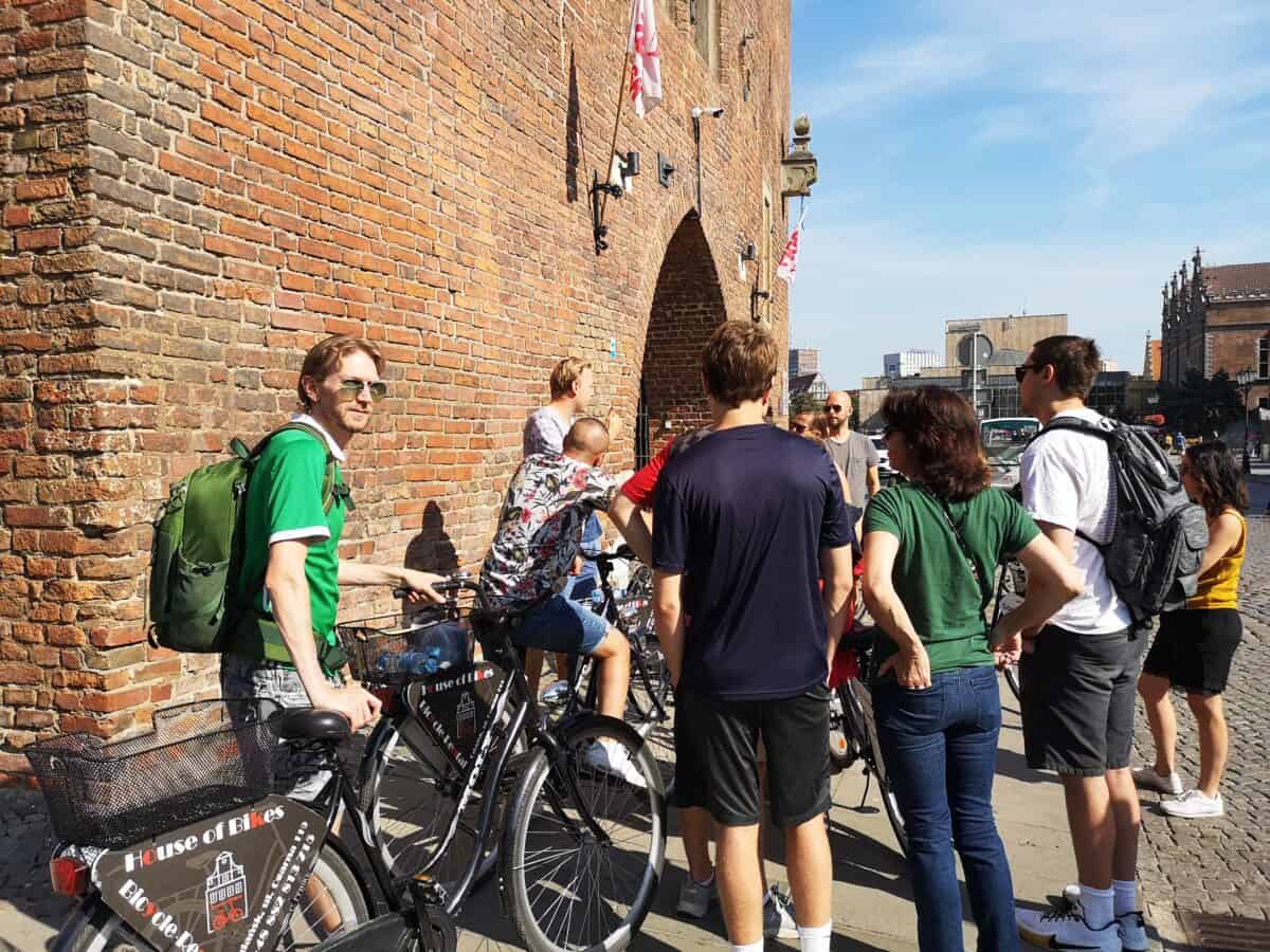 Jonny on a bicycle tour in Gdansk, Poland