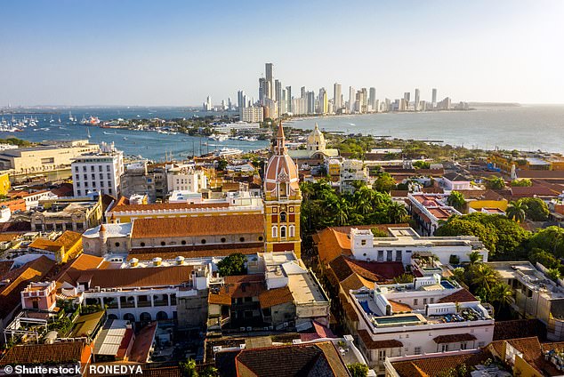 Colombia saw the second-highest increase, with expat numbers jumping from just 104,000 in 1990 to 1.9million people in 2020, a surge of 1,727 per cent. Pictured above is Cartagena