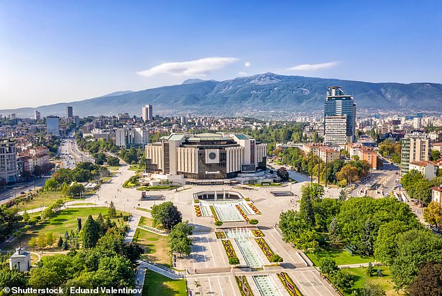 Bulgaria is fourth overall and top in Europe thanks to a leap in expat numbers from 21,000 in 1990 to 184,000 in 2020 (757 per cent). Pictured above is the capital city, Sofia