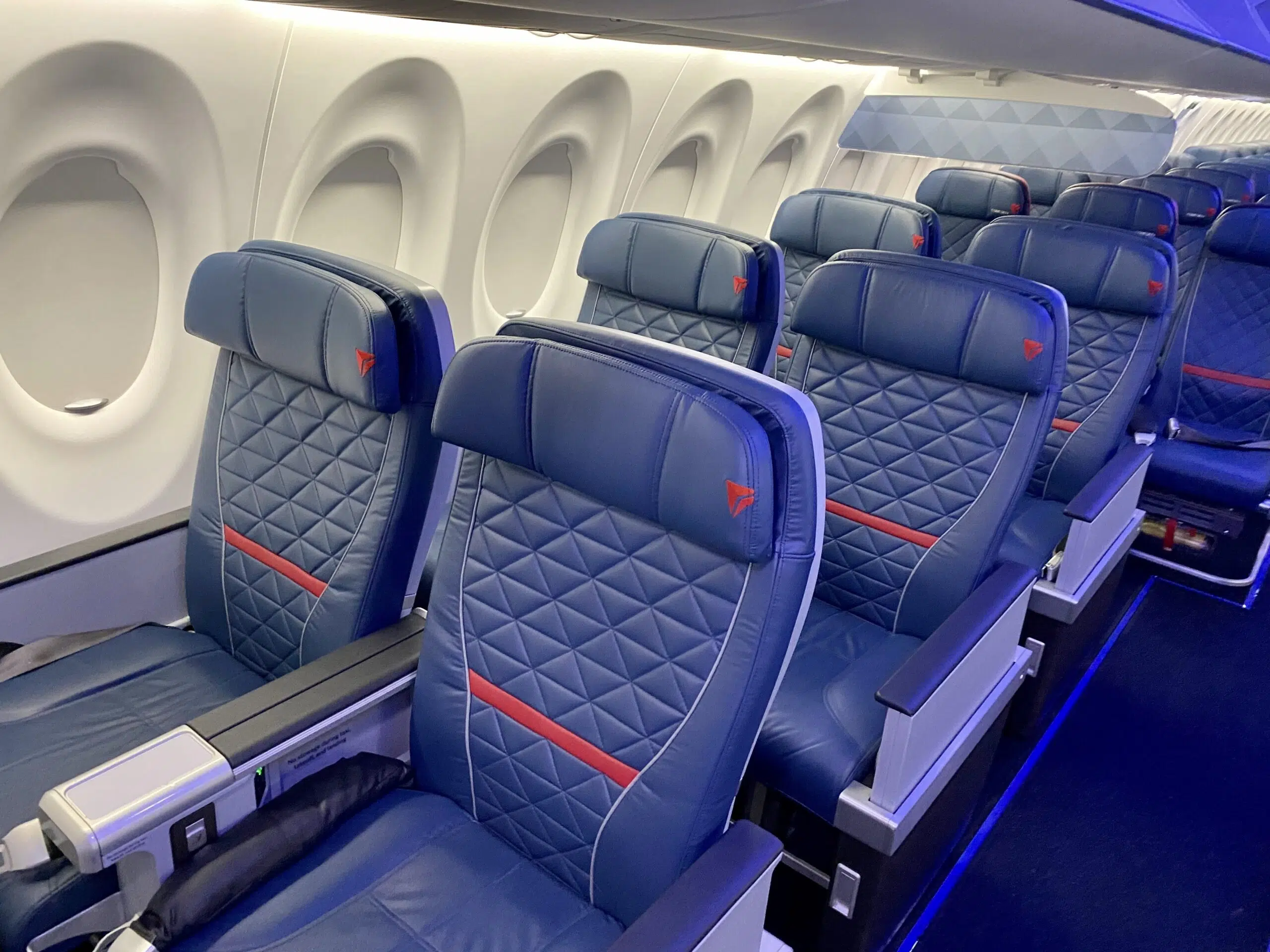 Delta Air Lines first class cabin on the Airbus A220 aircraft