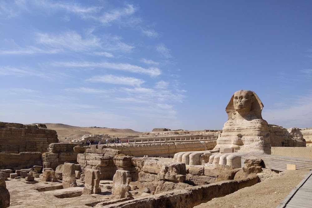 The Sphinx in Giza with no travelers around.