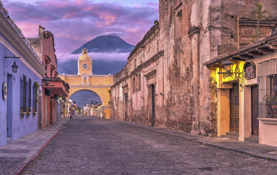 Historic street in Antigua, Guatemala.