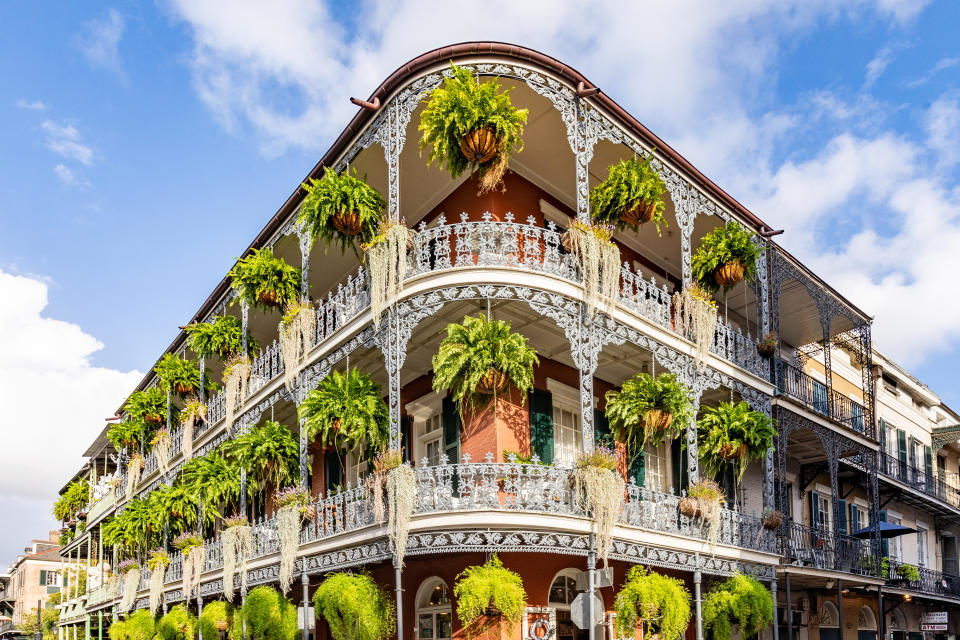 Ornate building in the French Quarter in New Orleans, Louisiana.