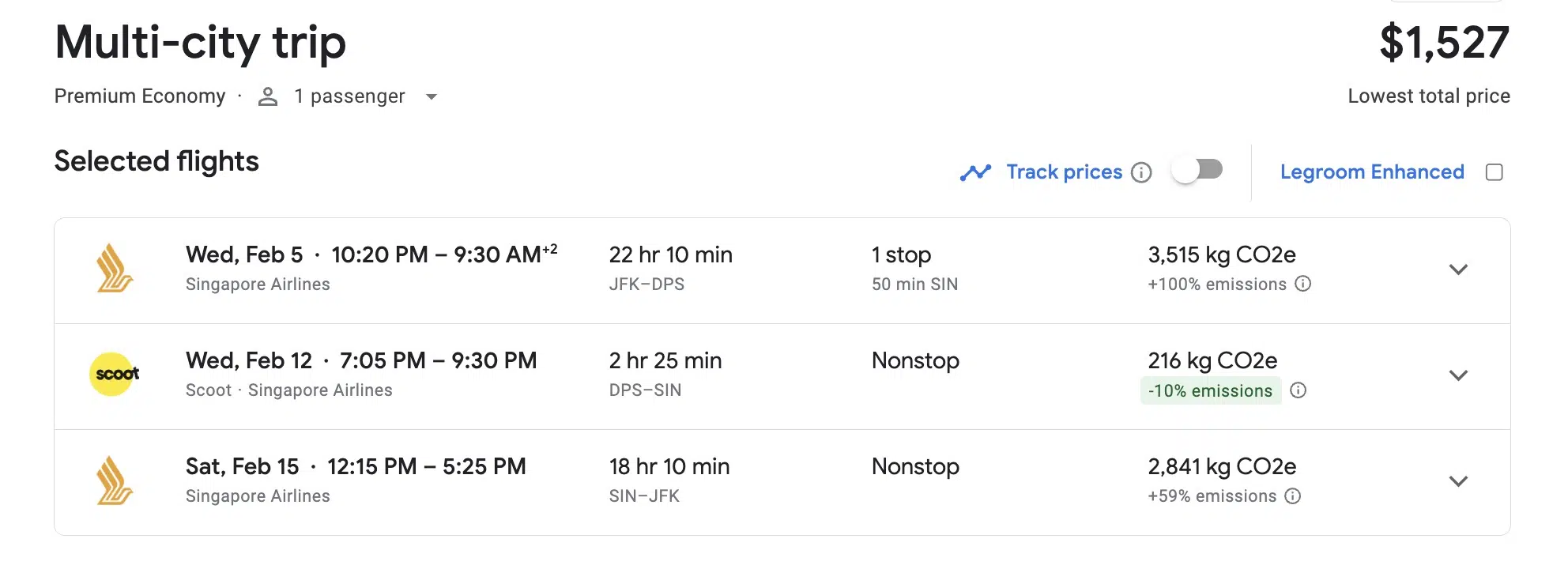 roundtrip flight from new york to bali to singapore