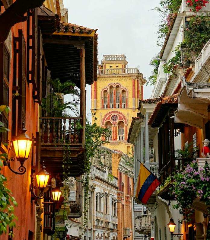 A scenic image of architecture in Cartagena, Colombia