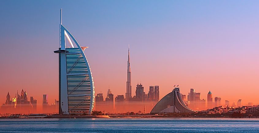 Sunset at the Jumeirah beach in Dubai