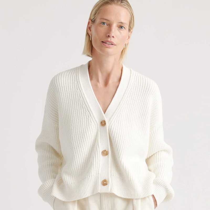 100% Organic Cotton Fisherman Boxy Cropped Cardigan