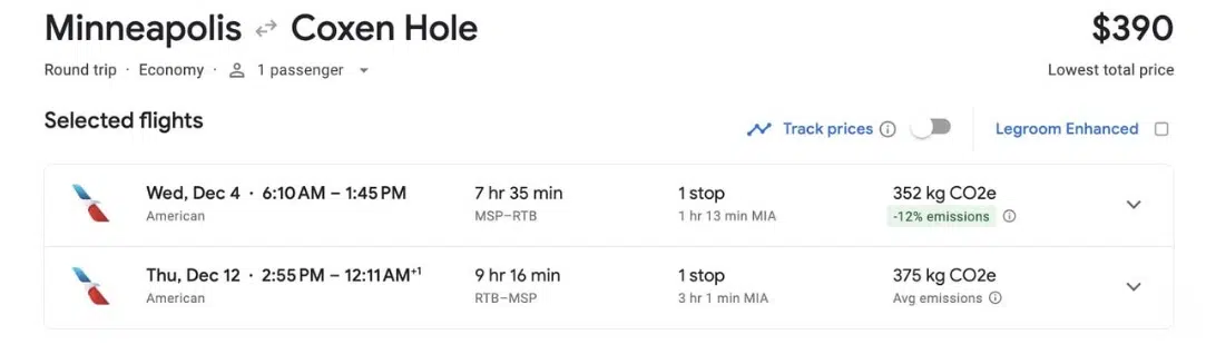 Roatan airfare from Minneapolis