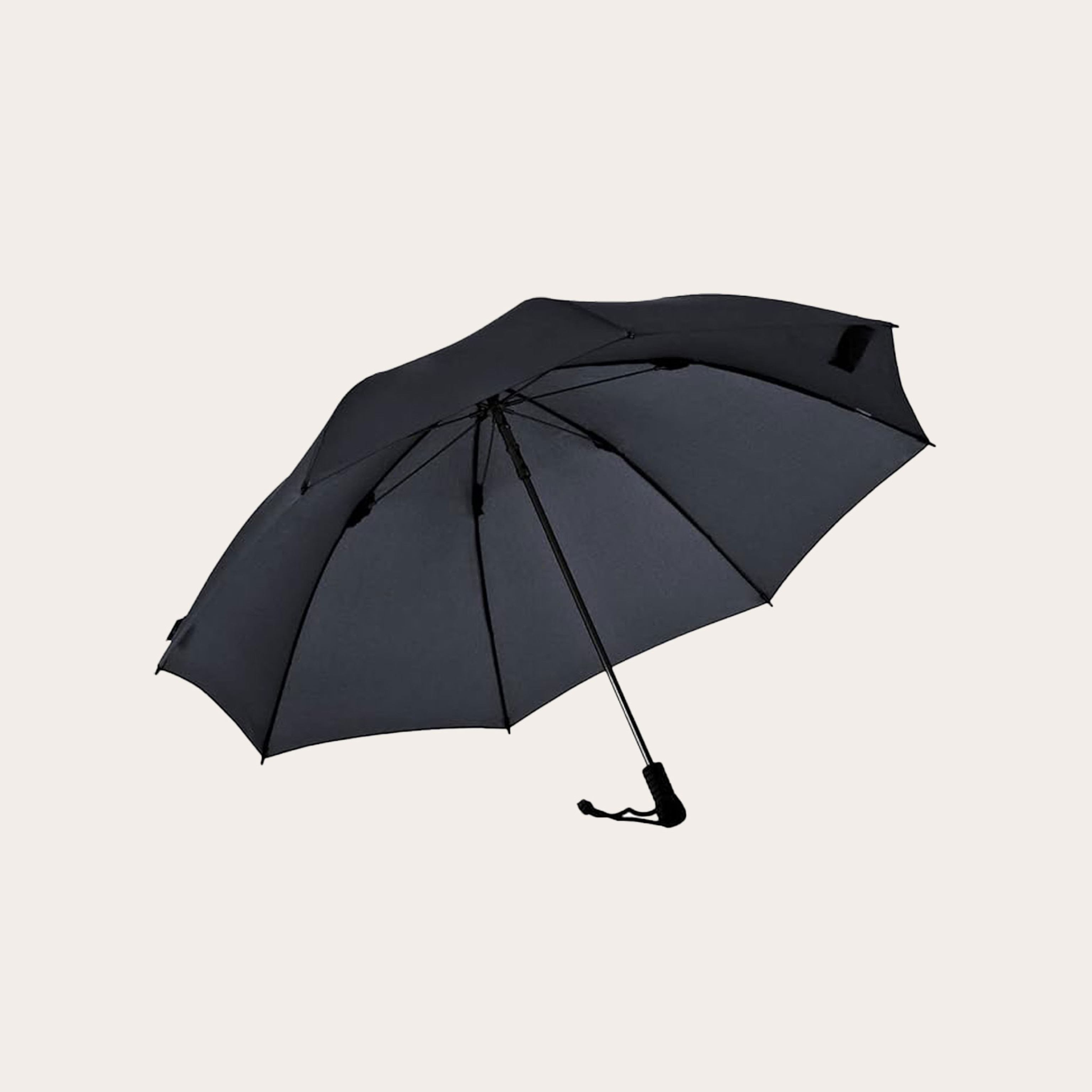 Black umbrella opened.