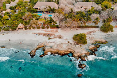 An aerial view of Tierra Bomba's Blue Apple Beach Club. 