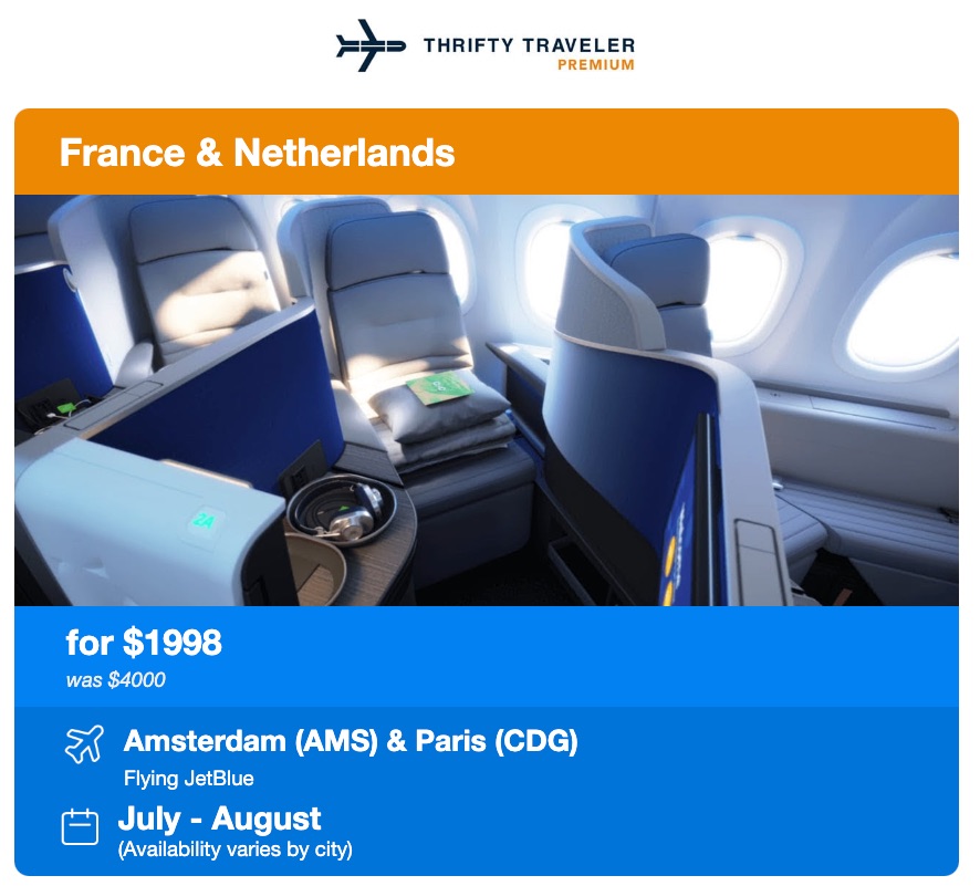 a cheap jetblue business class fare to europe